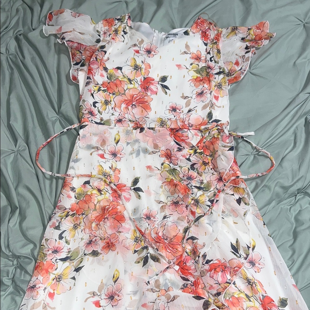 Speechless Floral Kids Dress - White and Pink